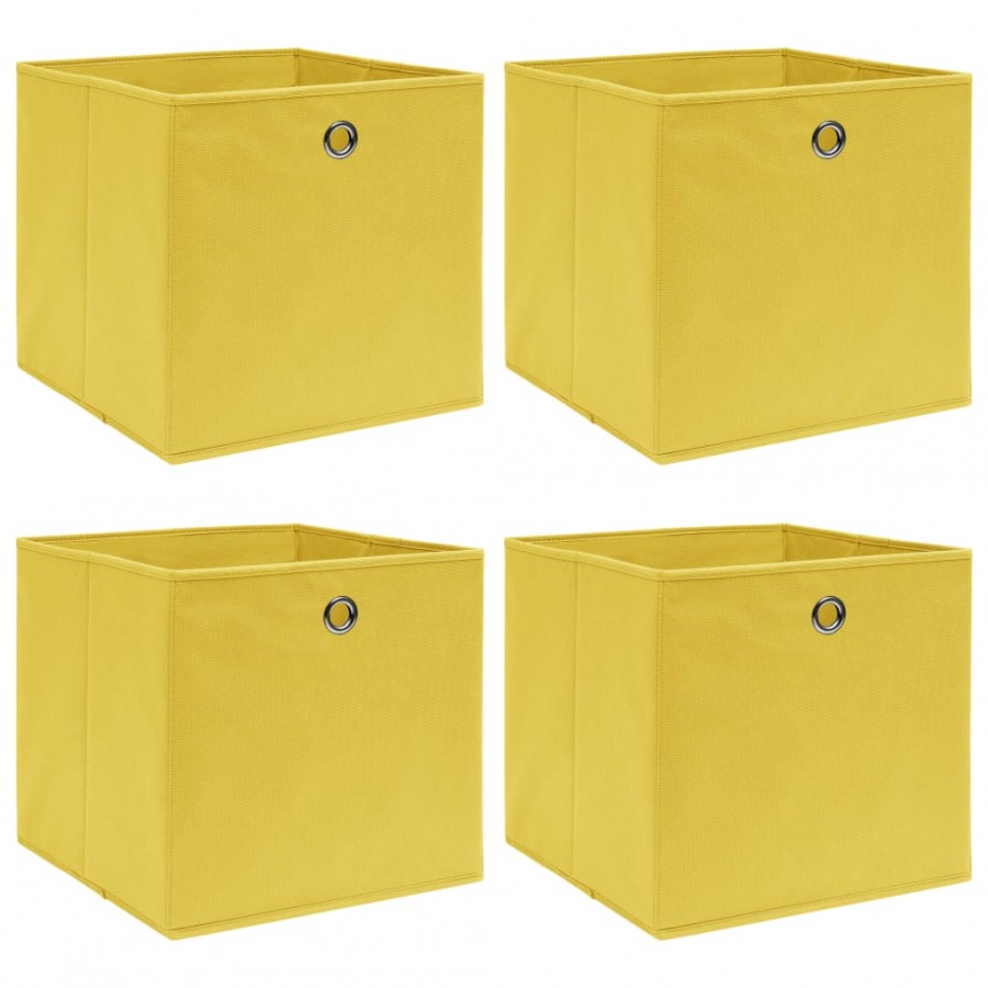 Boîtes de rangement 4 pcs Jaune 32x32x32 cm Tissu