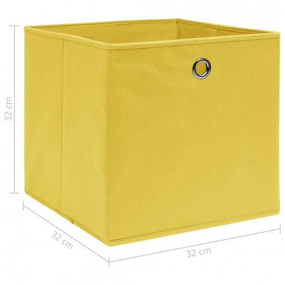 Boîtes de rangement 4 pcs Jaune 32x32x32 cm Tissu