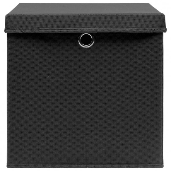 Boîtes de rangement avec couvercles 4 pcs 28x28x28 cm Noir