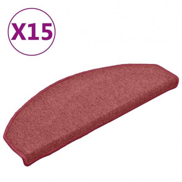 Tapis de marches d'escalier 15 pcs Rouge 65x24x4 cm