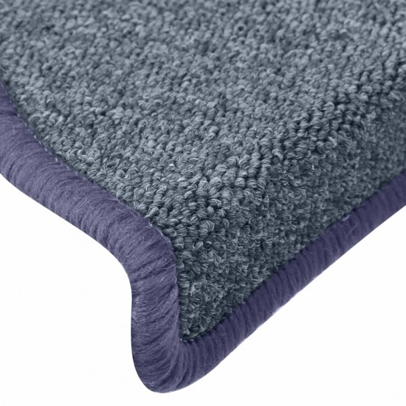 Tapis de marches d'escalier 15 pcs Gris foncé et bleu 65x24x4cm