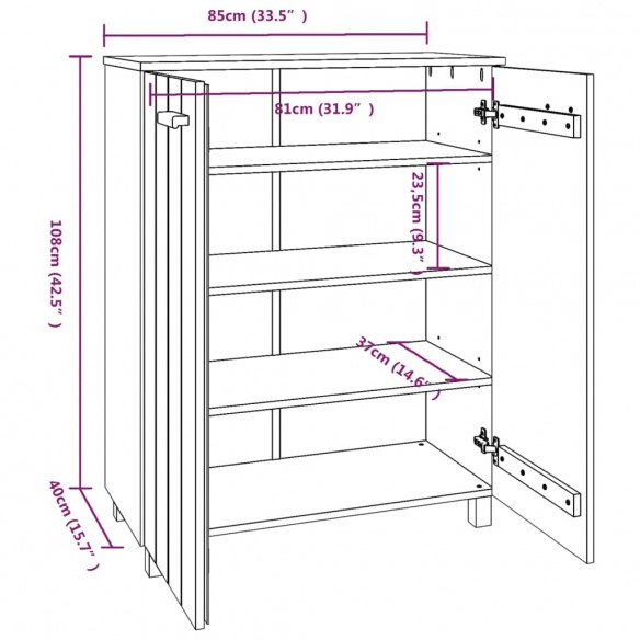 Armoire à chaussures HAMAR Marron miel 85x40x108 cm Pin massif