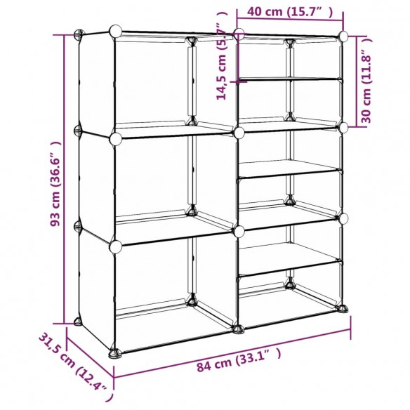 Étagère à chaussures Transparent 84x31,5x93 cm PP