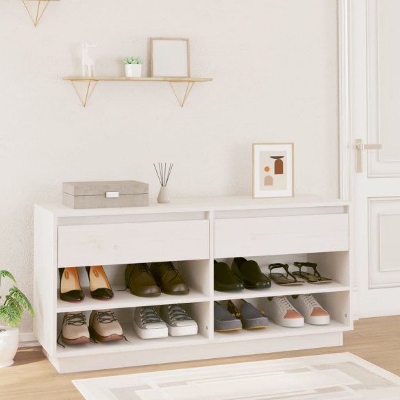 Armoire à chaussures Blanc 110x34x52 cm Bois de pin massif