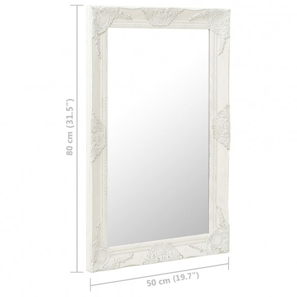 Miroir mural style baroque 50x80 cm Blanc