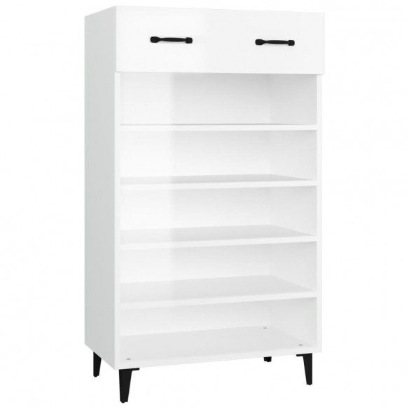 Armoire à chaussures Blanc brillant 60x35x105cm Bois ingénierie