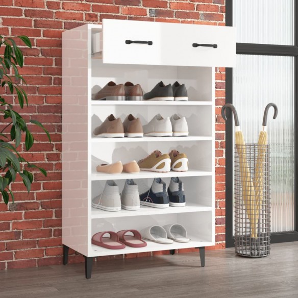 Armoire à chaussures Blanc brillant 60x35x105cm Bois ingénierie