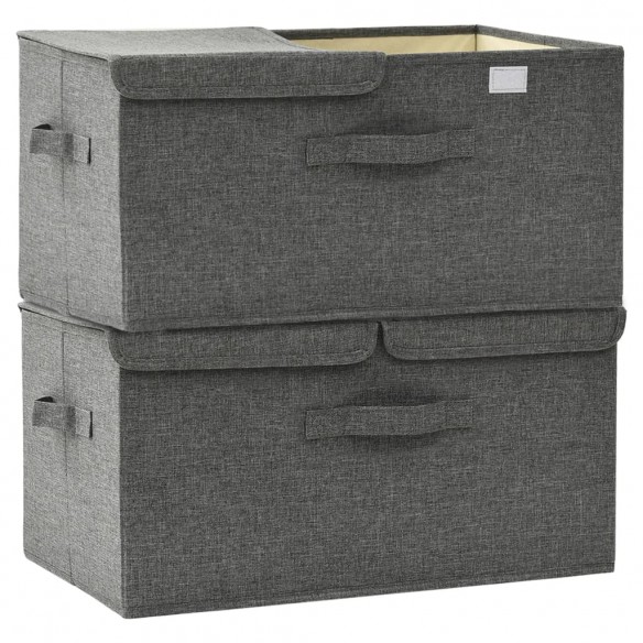 Boîtes de rangement 2 pcs Tissu 50x30x25 cm Anthracite