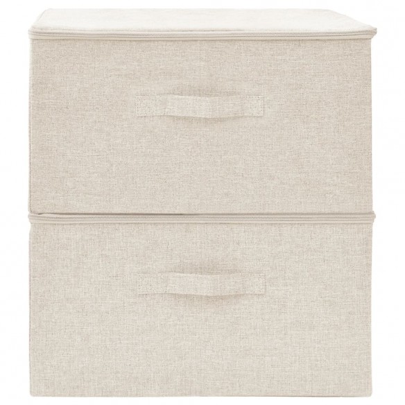 Boîtes de rangement 2 pcs Tissu 43x34x23 cm Crème