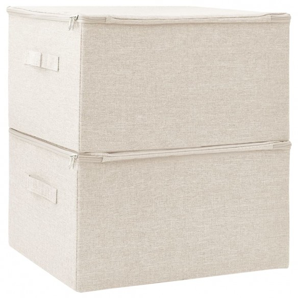 Boîtes de rangement 2 pcs Tissu 43x34x23 cm Crème