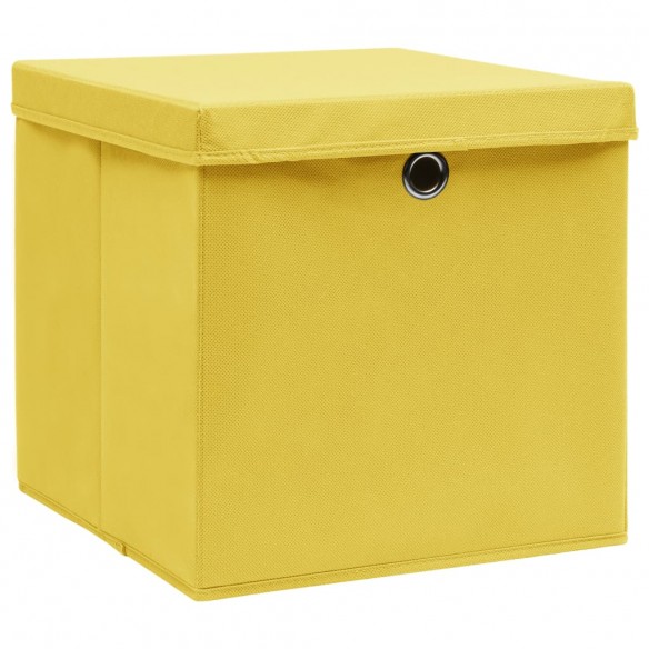 Boîtes de rangement avec couvercles 10 pcs 28x28x28 cm Jaune