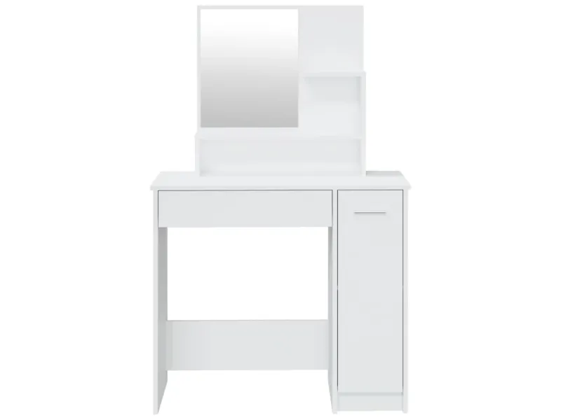 Coiffeuse avec miroir Blanc brillant 86,5x35x136 cm