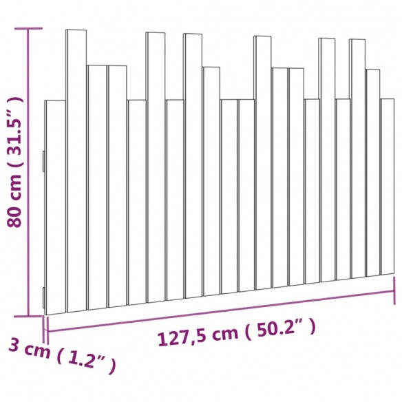 Tête de lit murale 127,5x3x80 cm Bois massif de pin