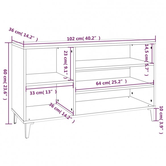 Armoire à chaussures Chêne sonoma 102x36x60cm Bois d'ingénierie