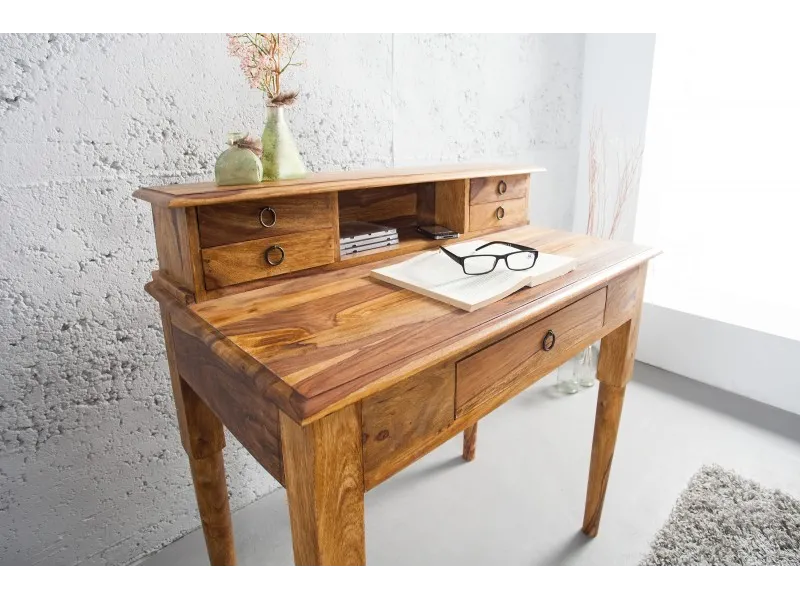 Bureau de 90 cm moderne avec rangement en bois massif