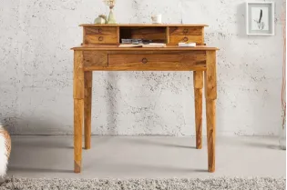 Bureau de 90 cm moderne avec rangement en bois massif 2
