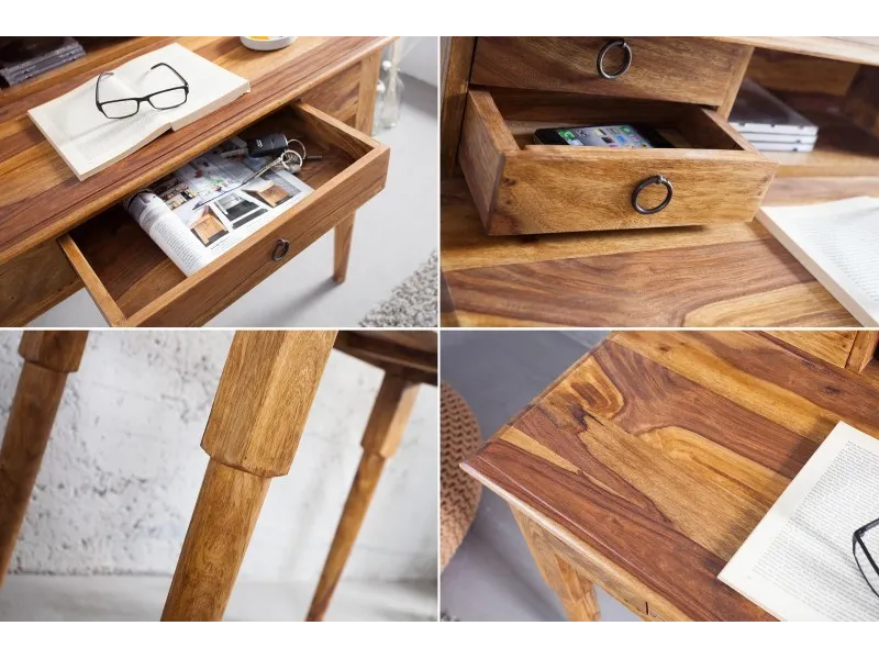 Bureau de 90 cm moderne avec rangement en bois massif