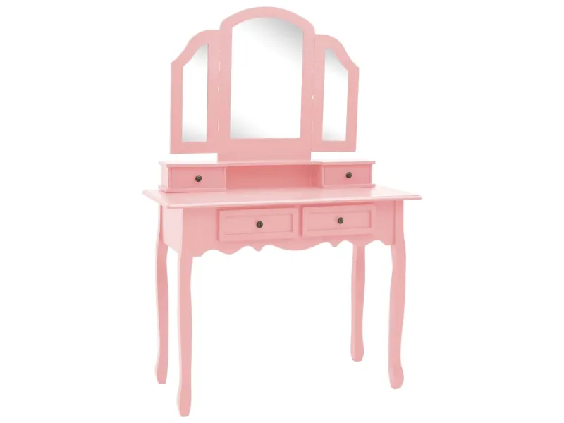 Ensemble de coiffeuse et tabouret Rose 100x40x146 cm Paulownia