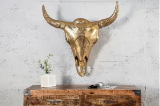 Déco tête de taureau Matador 56cm mosaïque dorée