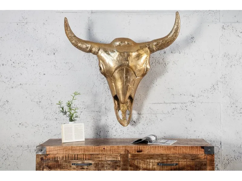 Déco tête de taureau Matador 56cm mosaïque dorée