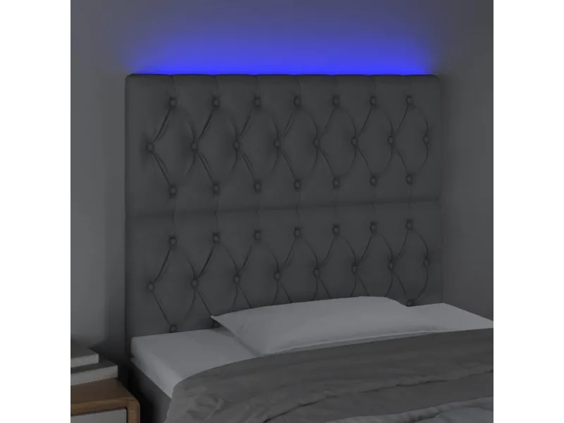 Tête de lit à LED Gris clair 90x7x118/128 cm Tissu