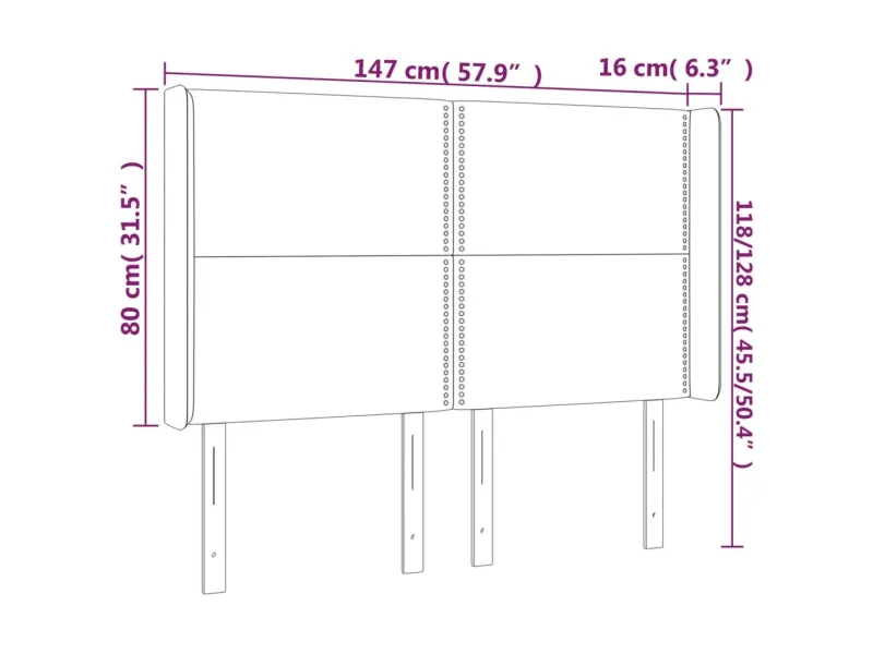 Tête de lit à LED Crème 147x16x118/128 cm Tissu