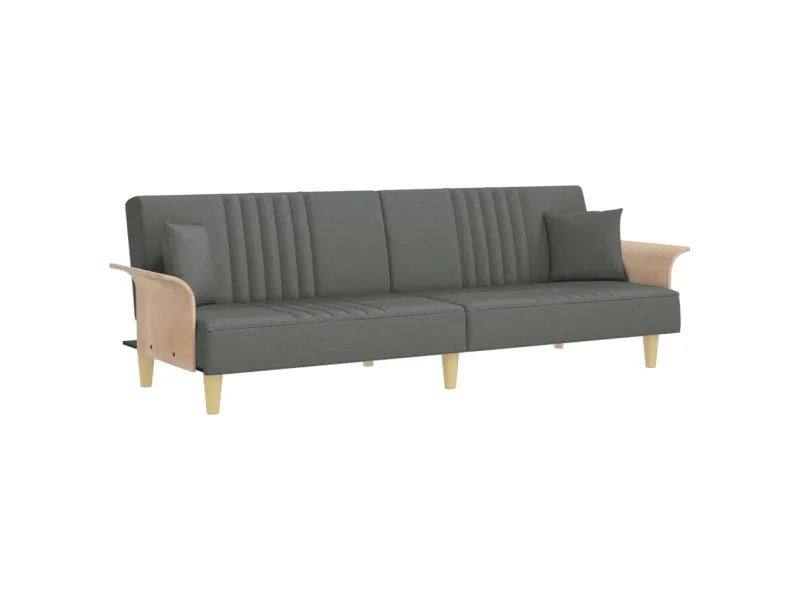 Canapé-lit avec accoudoirs gris foncé tissu