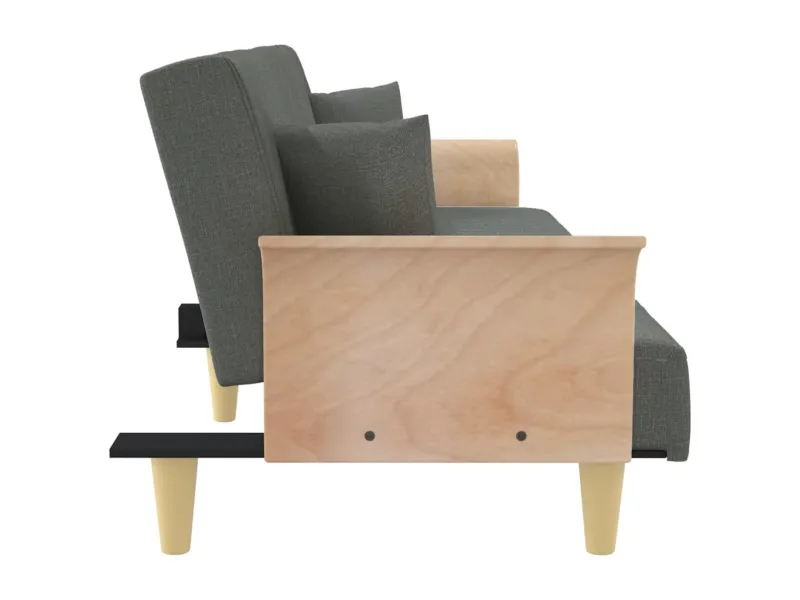 Canapé-lit avec accoudoirs gris foncé tissu