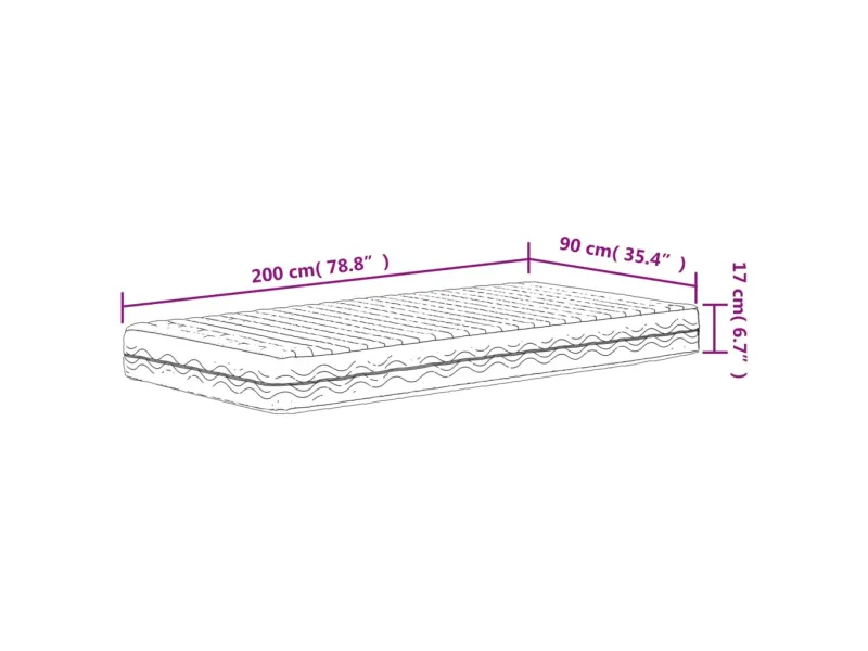 Matelas en mousse blanc 90x200 cm dureté H2 H3