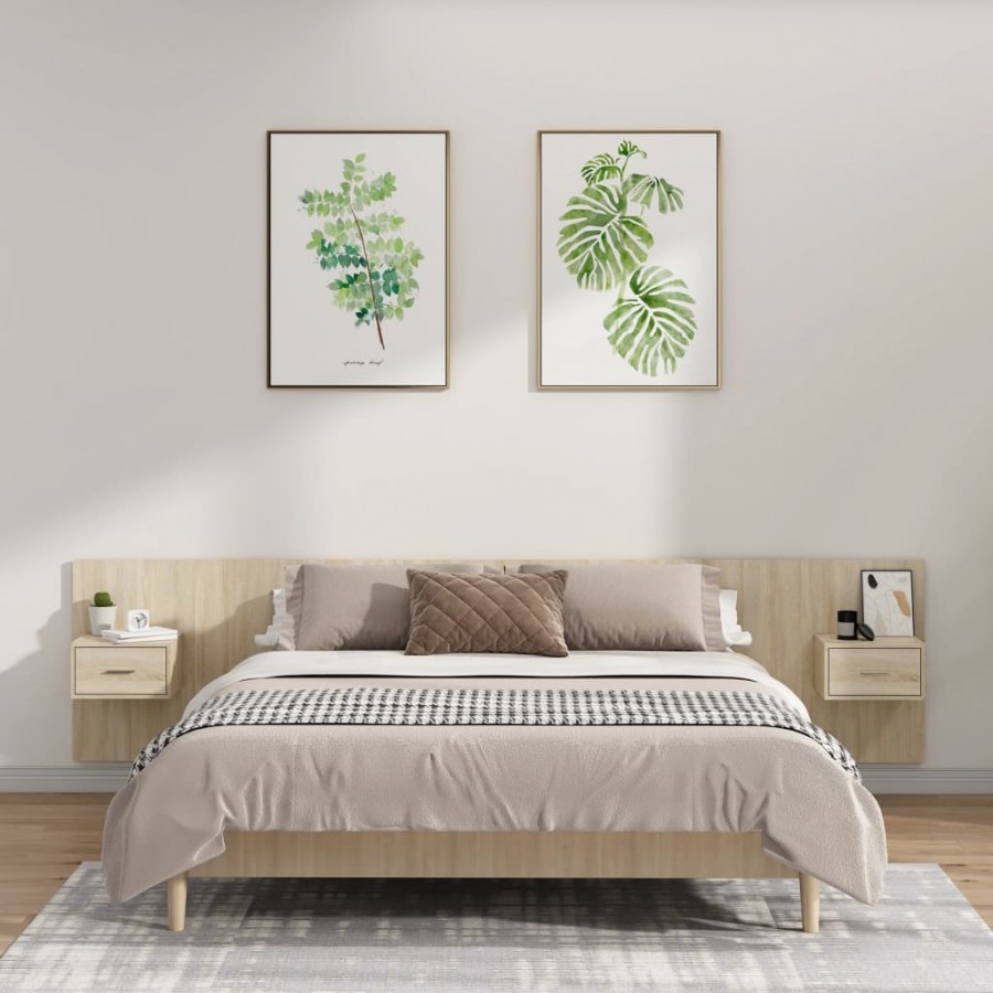 Tête de lit avec armoires Chêne sonoma Bois d'ingénierie
