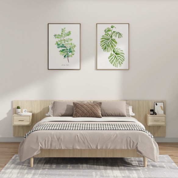 Tête de lit avec armoires Chêne sonoma Bois d'ingénierie