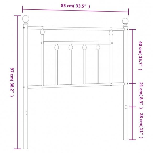 Tête de lit métal blanc 80 cm