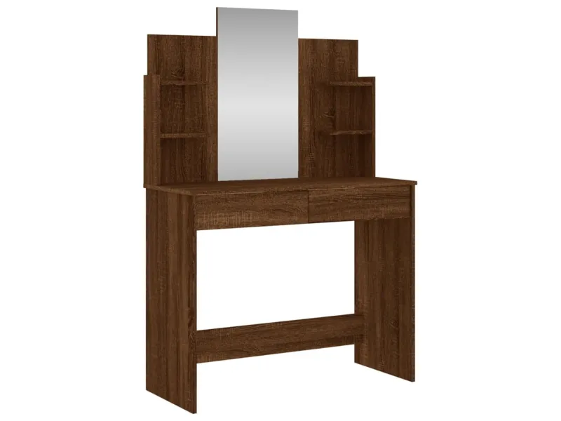 Coiffeuse avec miroir chêne marron 96x39x142 cm