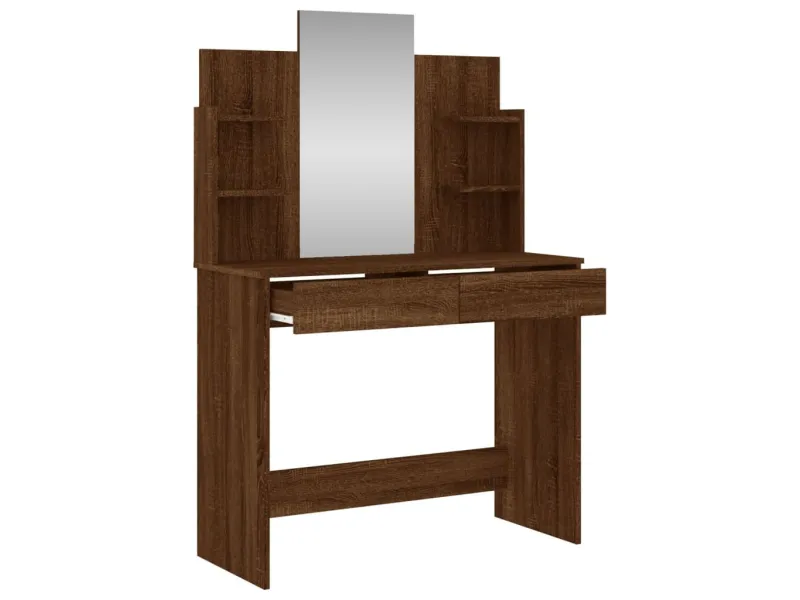 Coiffeuse avec miroir chêne marron 96x39x142 cm