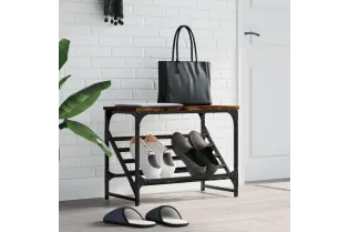 Étagère à chaussures chêne fumé 60x30x45 cm bois d'ingénierie