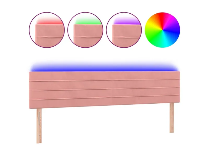 Tête de lit à LED Rose 160x5x78/88 cm Velours