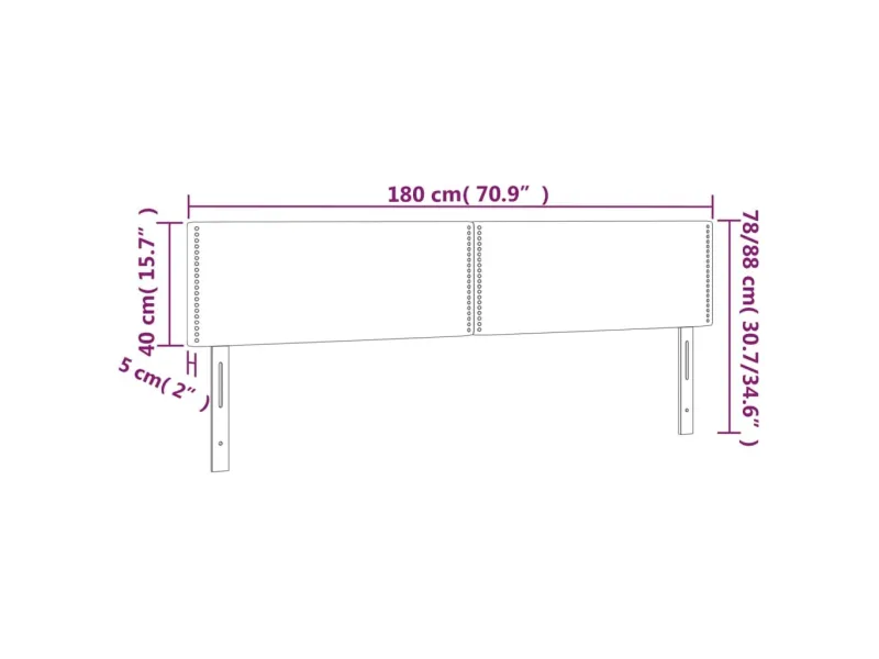 Tête de lit à LED Rose 180x5x78/88 cm Velours
