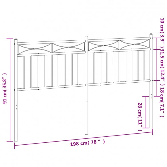 Tête de lit métal blanc 193 cm