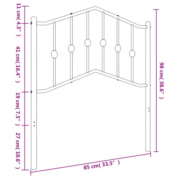 Tête de lit métal blanc 80 cm