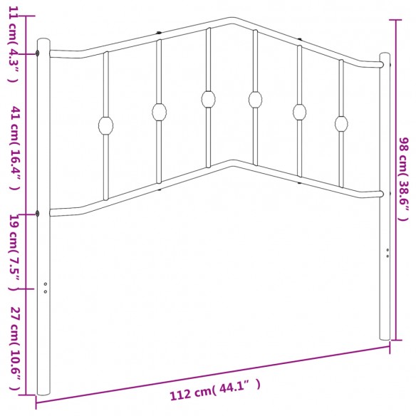 Tête de lit métal noir 107 cm
