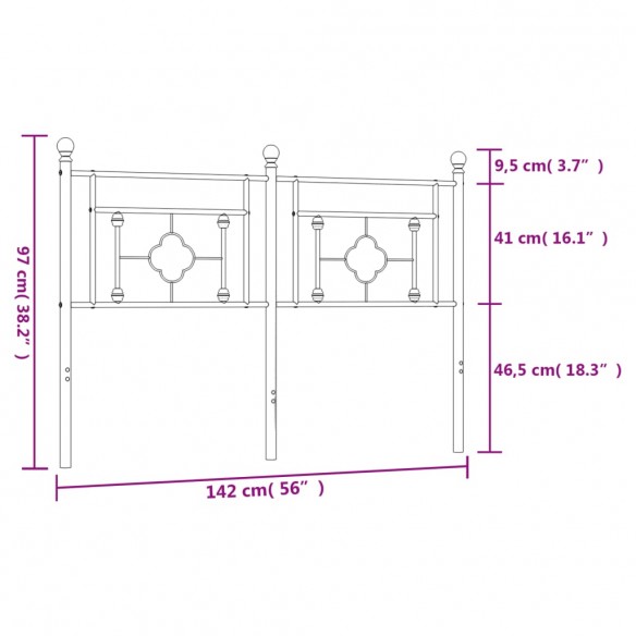 Tête de lit métal noir 135 cm