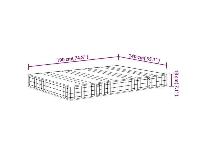 Matelas à ressorts bonnell moyen 140x190 cm