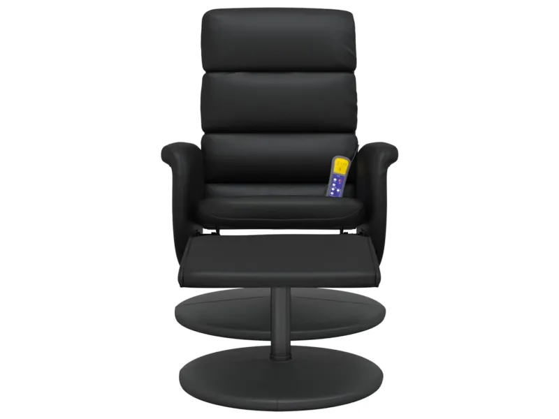 Fauteuil inclinable de massage avec repose-pied noir similicuir