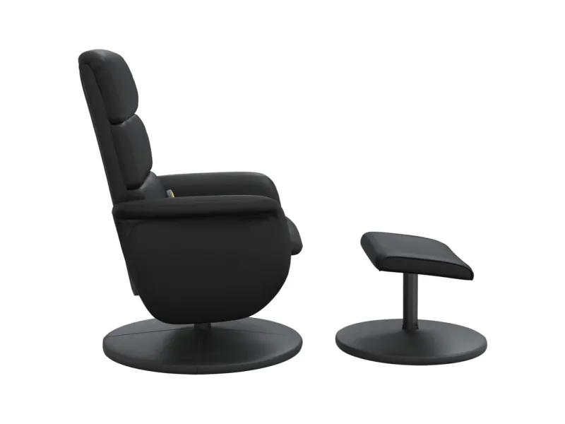 Fauteuil inclinable de massage avec repose-pied noir similicuir