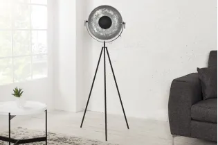 Lampadaire moderne en acier inoxydable et en aluminium coloris noir et argenté 2