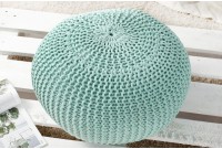 Pouf design boule 50 cm en coton tricoté coloris vert