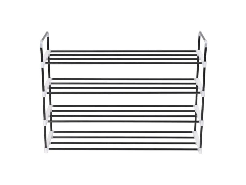 Range-chaussures avec 4 étagères Métal et plastique noir