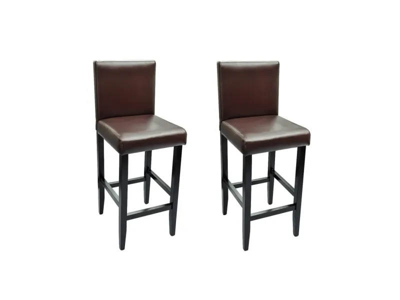 Tabourets de bar lot de 2 marron foncé similicuir