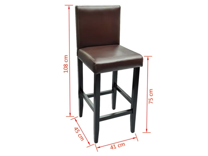 Tabourets de bar lot de 2 marron foncé similicuir