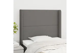 Tête de lit avec oreilles Gris foncé 103x16x118/128 cm Tissu